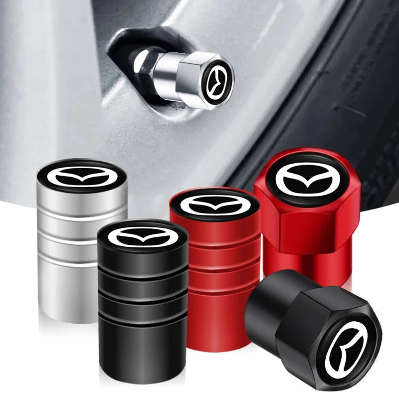 Aluminum Tire Valve Stem Caps for Mazda Models | Metal Air Valve Covers additional angle