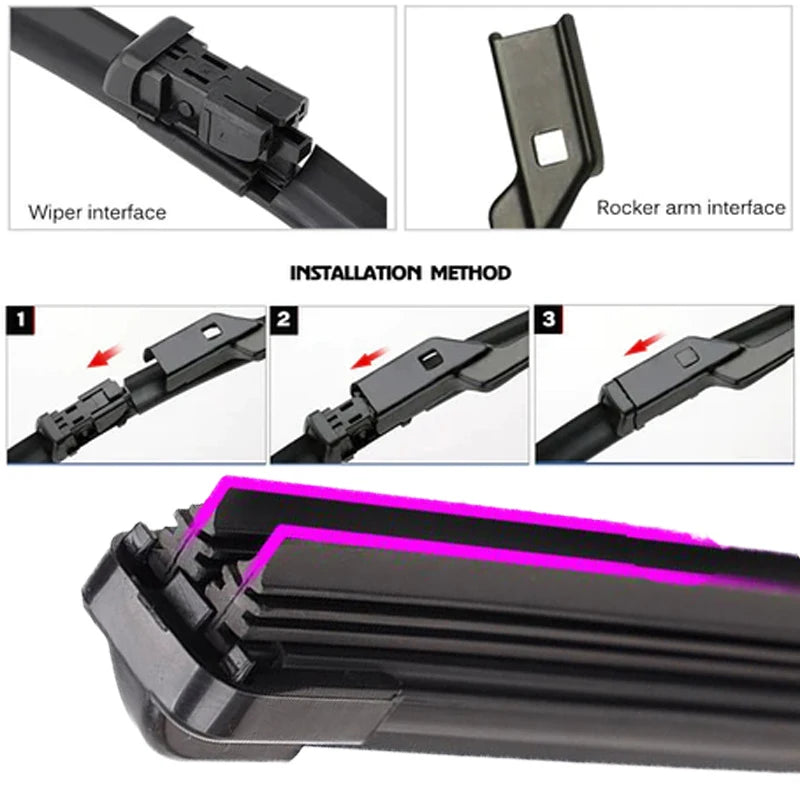 Car Windshield Wiper Blades | Universal Soft Double Layer Rubber Frameless Bracketles alternate view