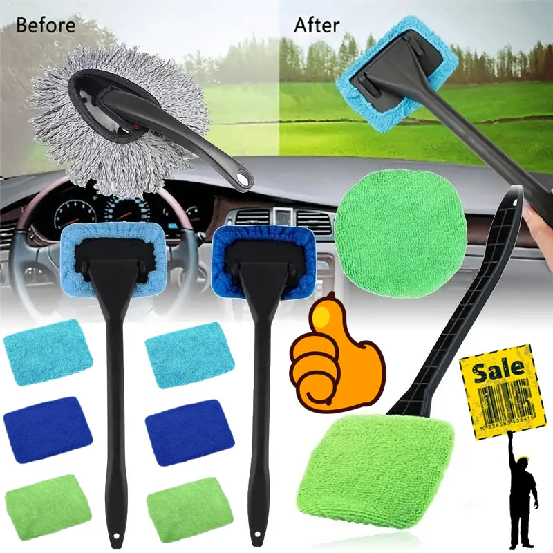 Car Window Cleaner Brush Kit Windshield Cleaning Wash Tool Set Inside Interior Auto Glass Wiper With