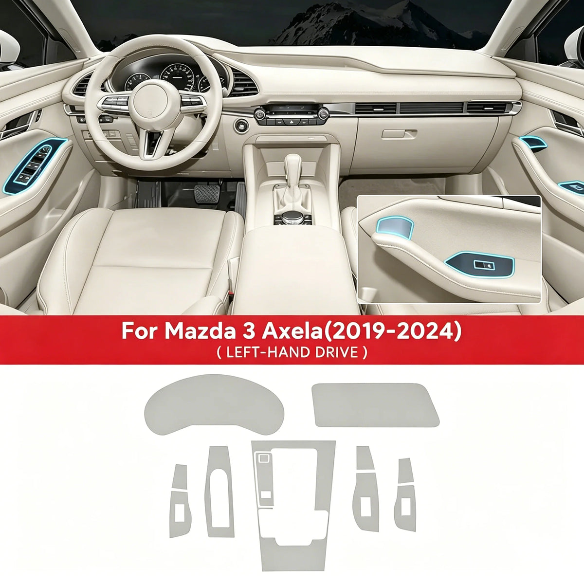 For Mazda 3 Axela 2019-2024 Car Interior Film Center Console Navigation Screen Gear TPU Transparent Protective Film