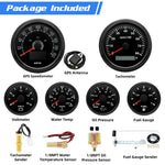 6pcs Gauge Set 160MPH 200km/h GPS Speedometer Tachometer Water Temp Fuel Voltmeter additional angle