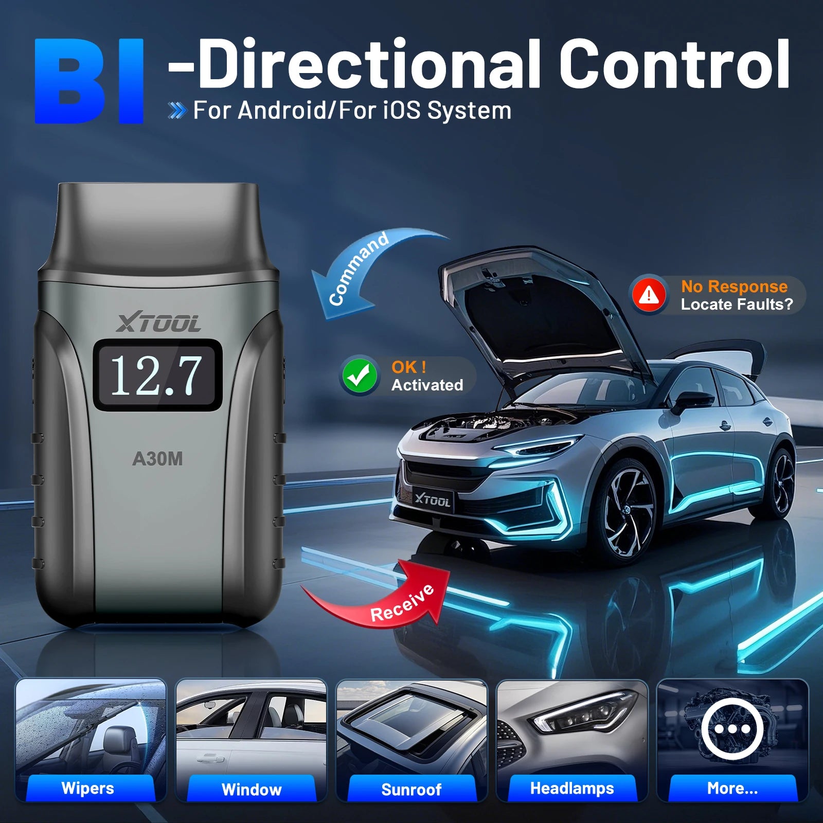 XTOOL Anyscan A30M V2.0 All System Car Diagnostic Tools Bluetooth OBD2 Scanner Active Te detail view