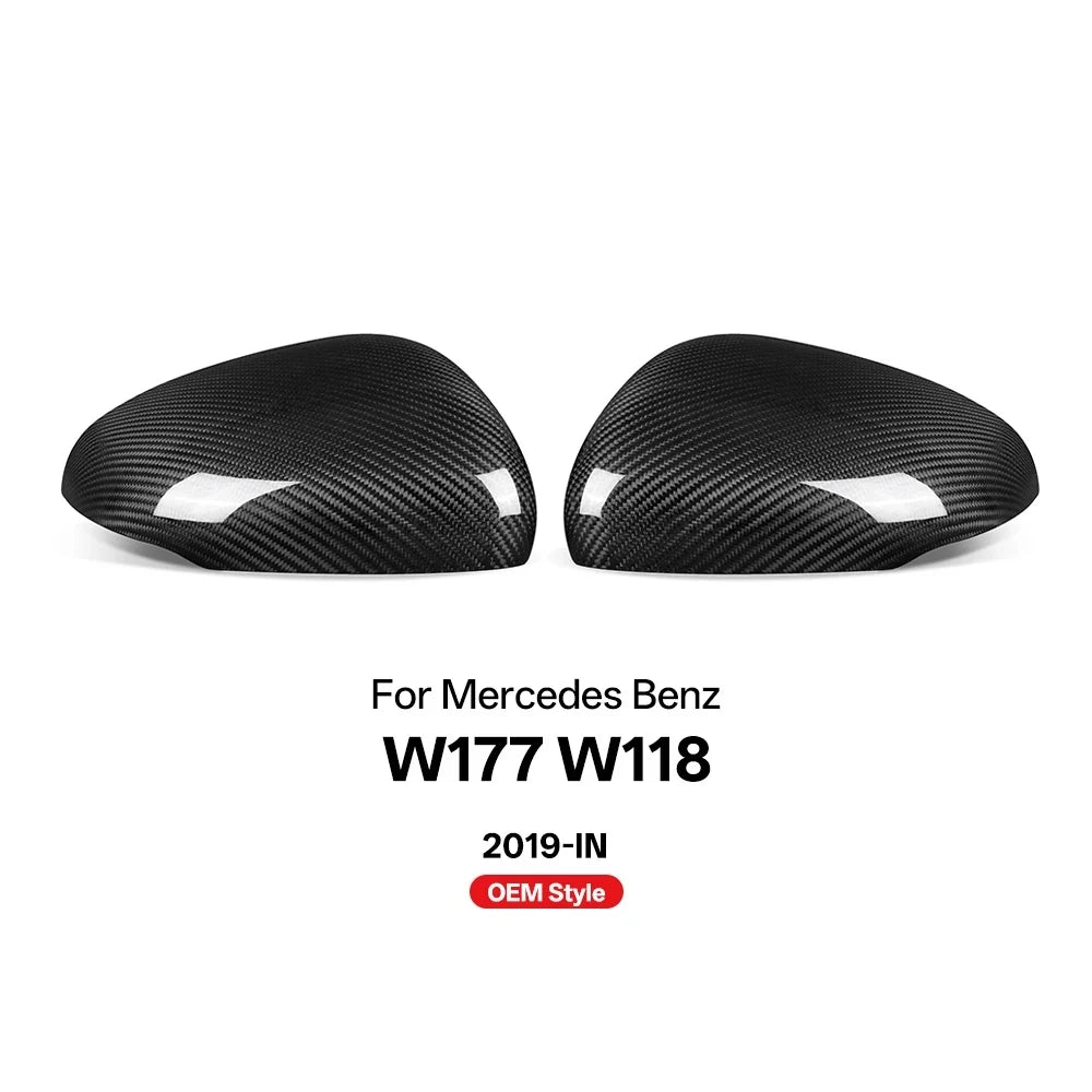 Real Dry Carbon Fiber Car Door Side Accessories Rearview Mirror Cover Caps For Mercedes Benz W177 W118 OEM Style 2019-IN