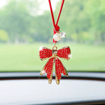 Fashion Diamond-Encrusted Bowtie Car Rearview Mirror Pendant Creative Bow Tie Car Accessory Pendant Decoration