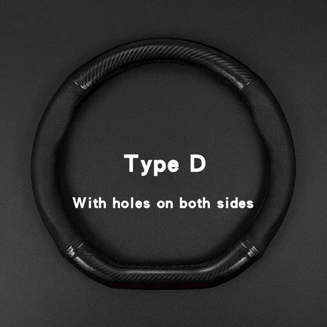 38mm Steering Wheel Cover Carbon Fiber Leather Non Slip Grip Universal Fit for Most Cars detail view