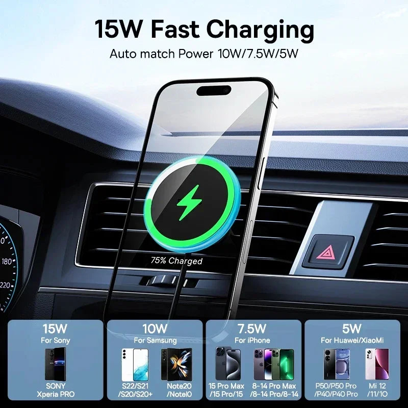 Magnetic Car Phone Holder For BMW 3 Series E90 E93 2005 2006-2012 15W Wireless Charging Phone Stand MagSafe Base Accessories