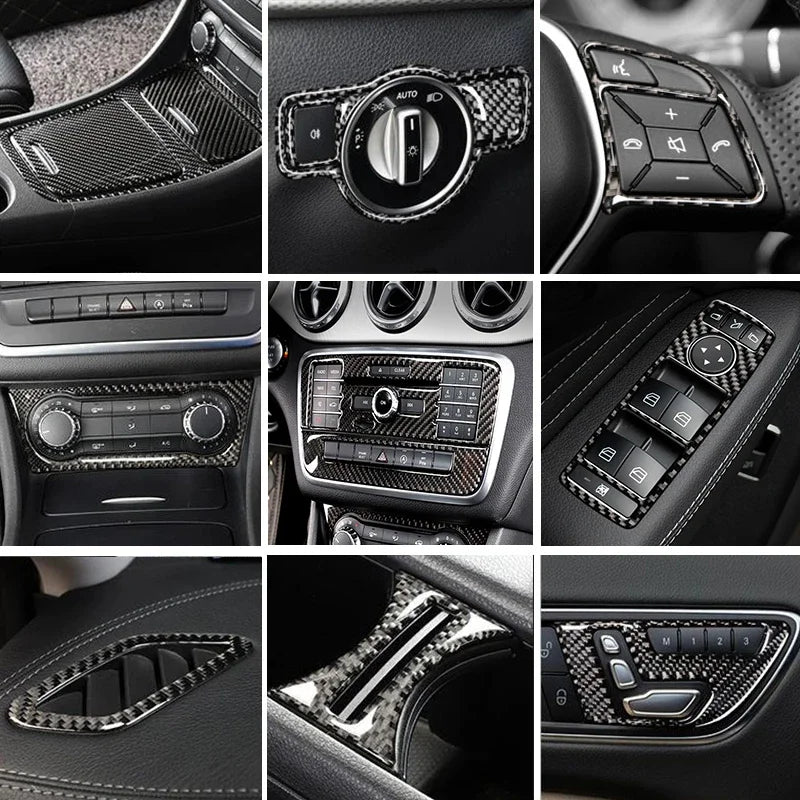 Car Styling Carbon fiber interior button panel Decoration Cover Trim Sticker frame Fo alternate view