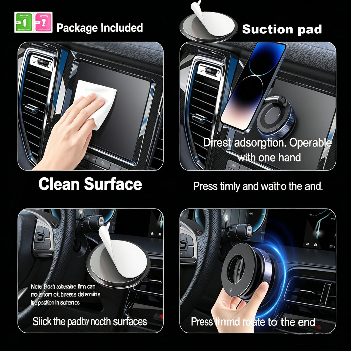 Upgraded Foldable Magnetic Phone Holder – 360° Rotatable Suction Mount for Car Dash additional angle