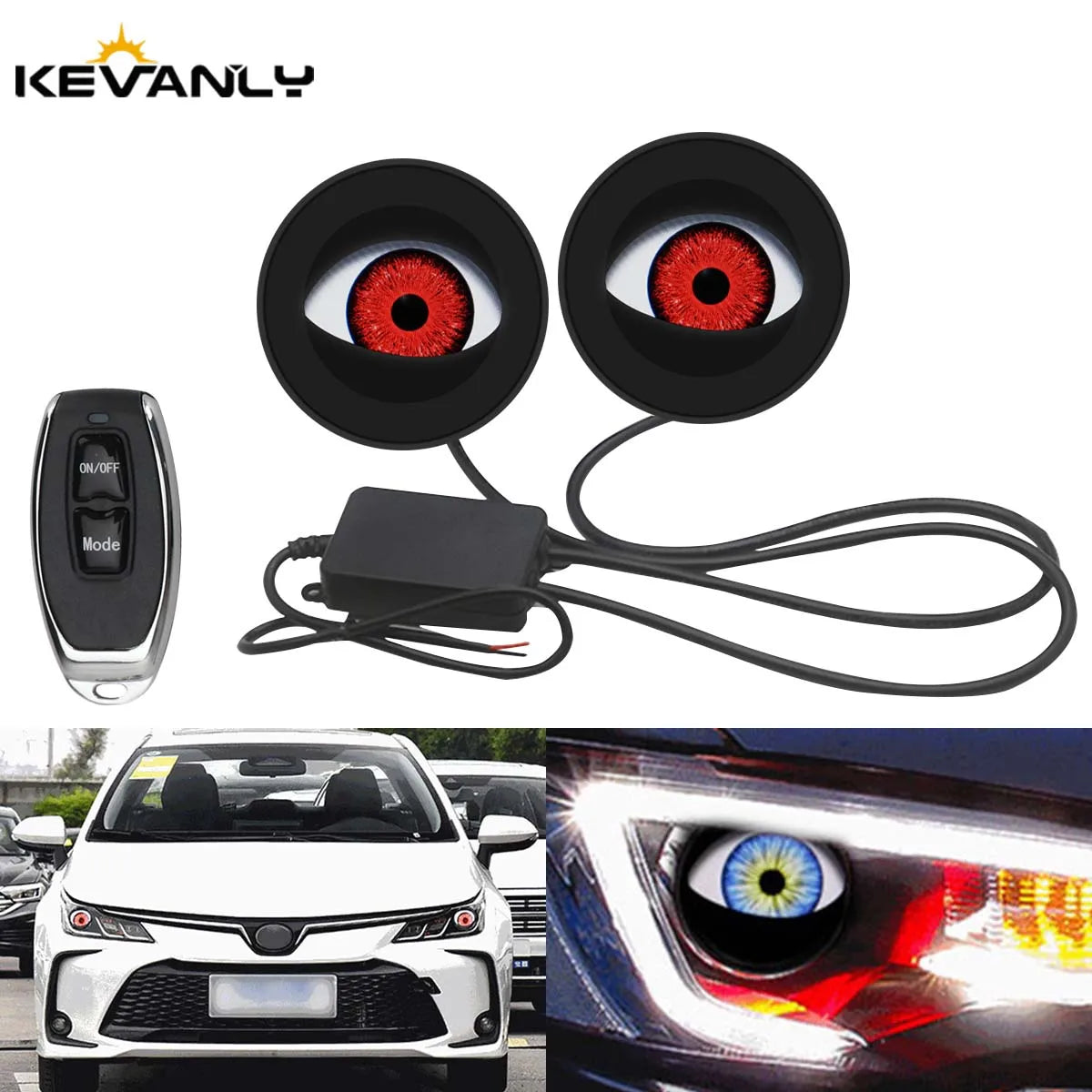 2pc Dynamic LED Car Headlights Devil Eye LED Car Light Headlight Assembly Modified Eagle Eye Light 3