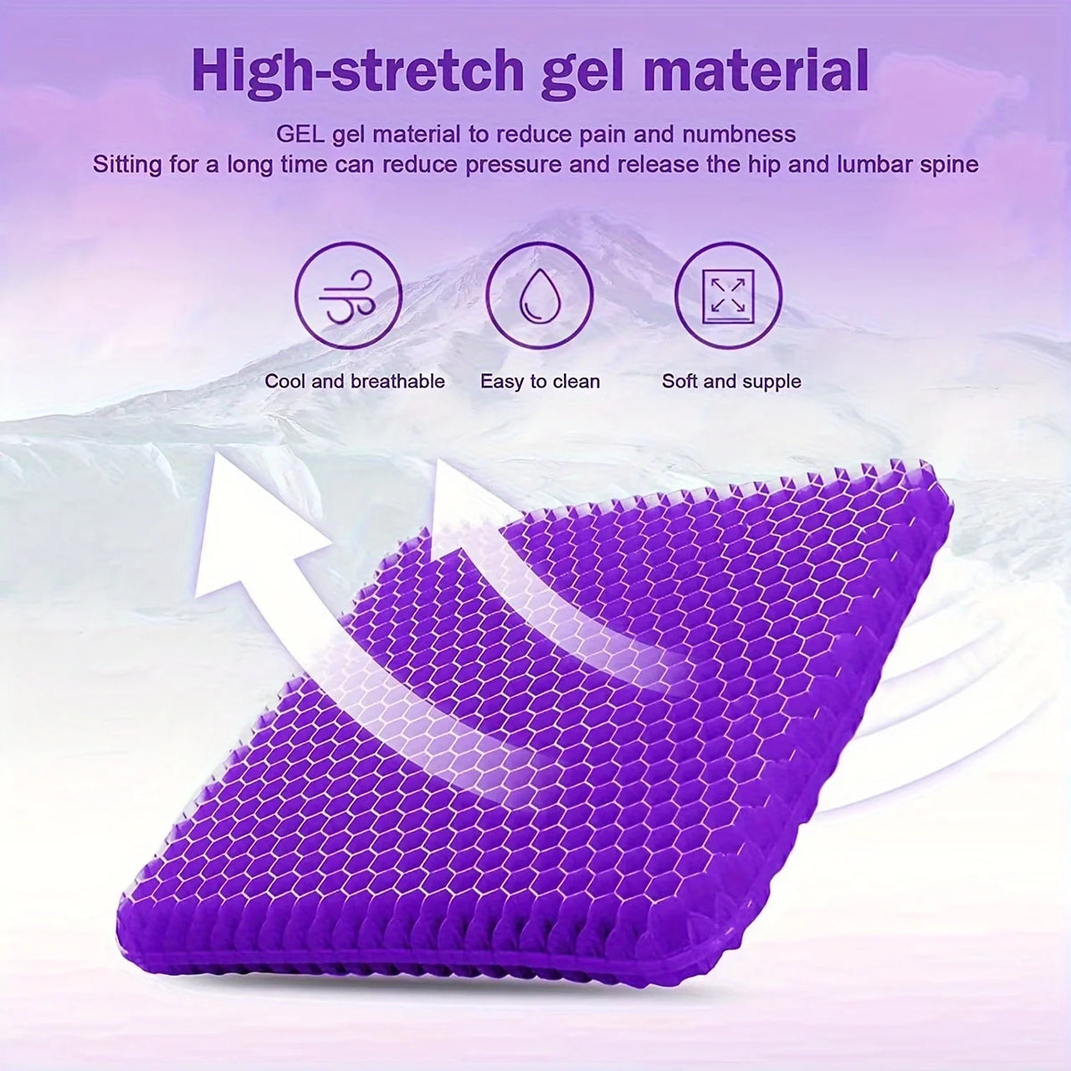 Ultra-Comfort Gel Seat Cushion Set with Breathable Honeycomb Design - Tailbone Reli additional angle
