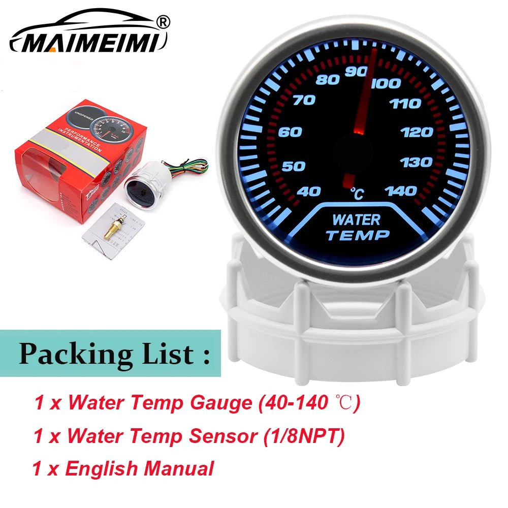 52mm Analog Gauge Set | White LED Car Gauges with Holder additional angle