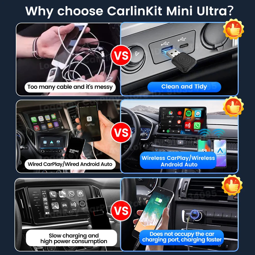 2025 Carlinkit 2 In 1 Android Auto Wireless Carplay Adapter Smart Mini Ultra Bt Wifi Usb detail view