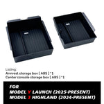 TESY for Tesla Model YL Y Juniper Launch Model 3 Highland Console Armrest Storage Box Organizer Flocking ABS with Silicone Pad