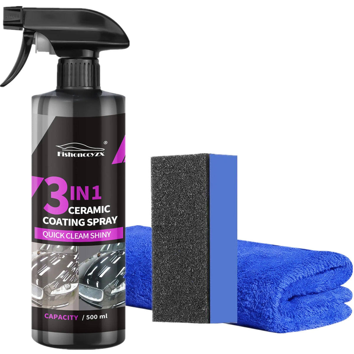 3 in 1 Car Ceramic Liquid Coating Spray Nano Crystal Hydrophobic Layer Polishing Ag additional angle