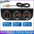 3in1 Car Triple Gauge Kit | 52MM Water Temp, Oil Pressure, and Amp Volt Meter for 12V Vehicles