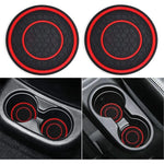 2Pcs 7cm/2.75inch Car Center Console Anti Slip Pad Easy Clean Dustproof Coaster Pvc Double Circle Ho