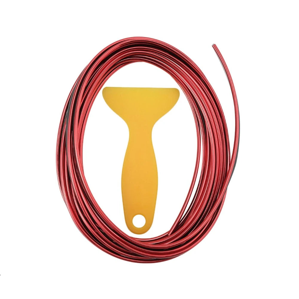 5M Red Universal Car Moulding Decoration Flexible Strip Interior Dashboard Panel Do additional angle