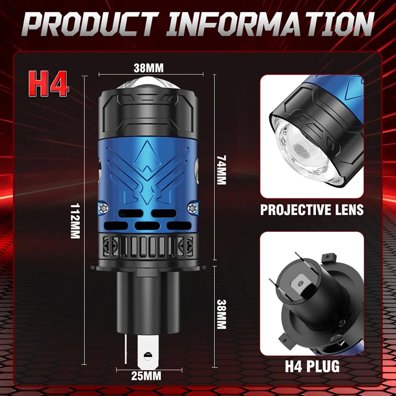 Projector H4 Lens LED Headlight Projector Lens Canbus Strong Light 3500000LM 2500W additional angle