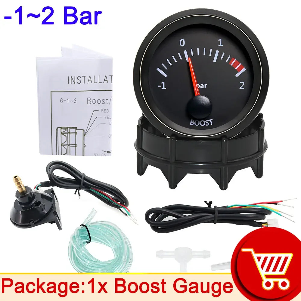 52mm Car Gauge Set | Water Temp Oil Temp Voltmeter Oil Pressure Boost Gauge alternate view