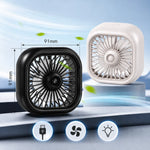 Summer New Mini USB Car Fan, 3 Speed Adjustable, Air Vent Mount with Colorful Light, lifestyle view