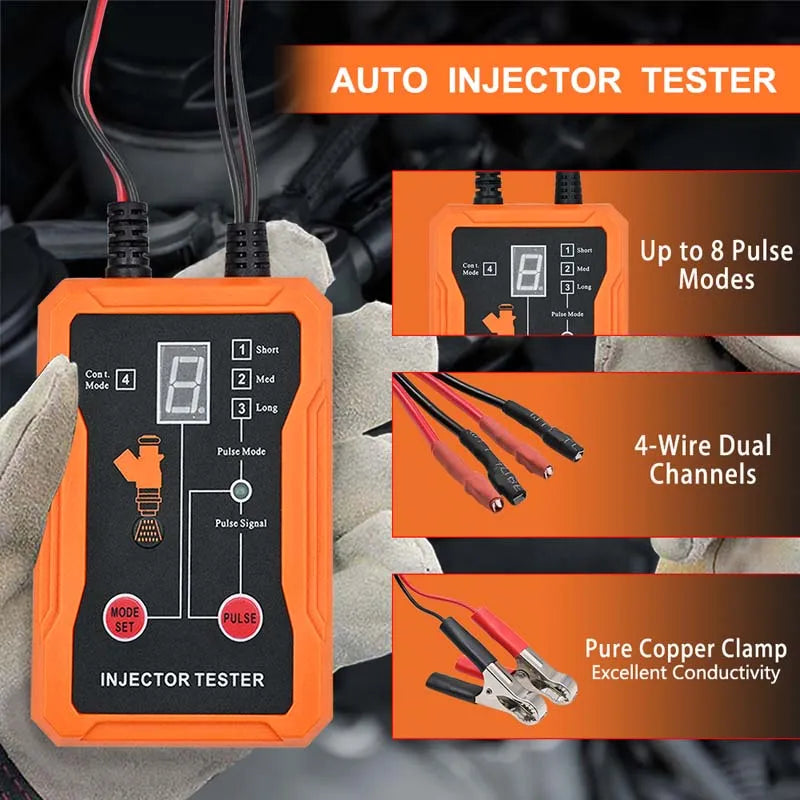 Fuel Injector Tester DIY Cleaner Set 4 Pulse Modes Car Fuel Cleaning Injector Work with Fuel Pressure Tester Car