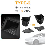 For Tesla Model Y Juniper 2025 2026 Trunk Side Storage Box | TPE Organizer Cover Plate close-up view