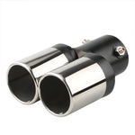 1PCS 2.5" Inlet Decoration Chrome Tail Pipe Car Styling Car Exhaust Trim Muffler Pipe Tail Stainless Steel Curved Double Outlet