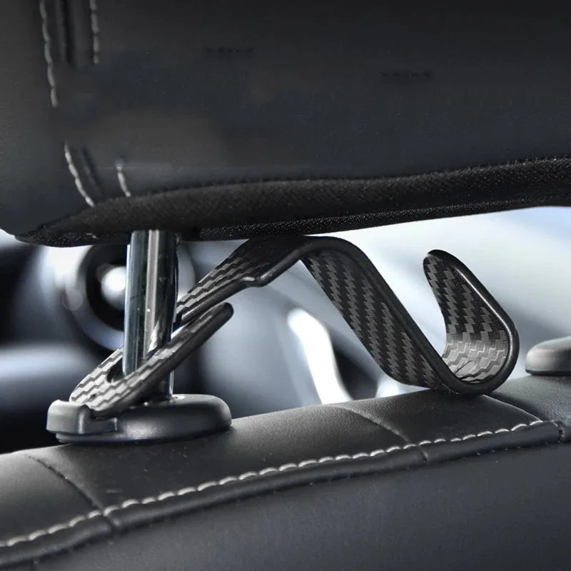 4 Pack Carbon Fibre Car Seat Headrest Hook Back Seat Organizer Hanger Holder for Hand alternate view
