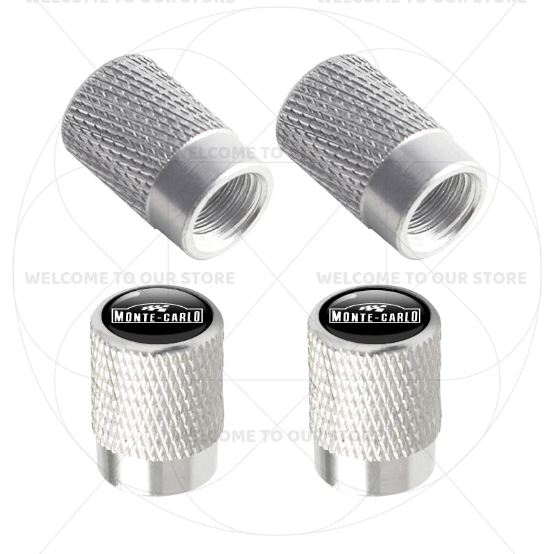 Skoda Monte Carlo Logo Tire Valve Caps | 4Pcs Aluminum Wheel Stem Air Dust Covers additional angle