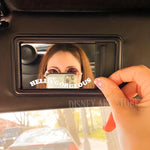 Car Rear View Mirror Vinyl Sticker Decal Boost Your Self-Care Motivational Quotes Deca close-up view