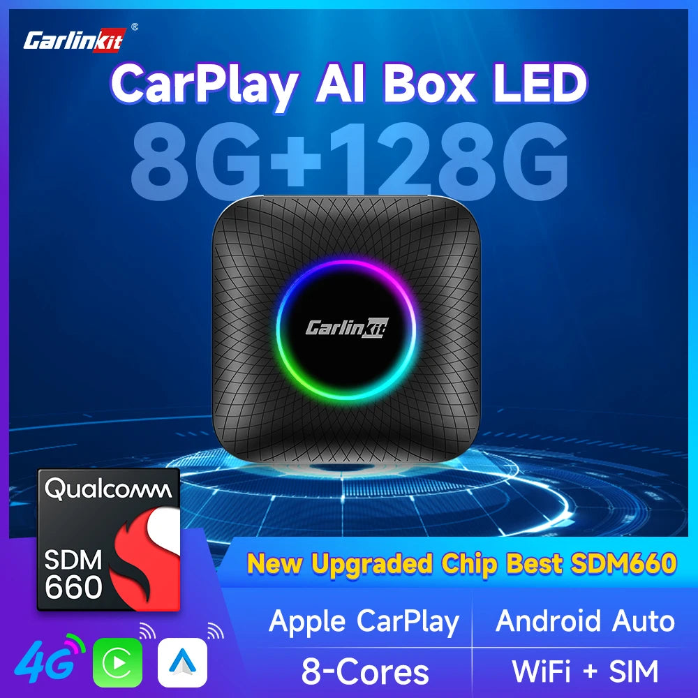 CarlinKit Android 13 SDM660 6225 CarPlay Ai Box LED 8-Cores Wireless Android Auto& CarPlay Car USB A