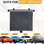 Black Mesh Stripe Design Retractable Car Sunshade | Easy to Use Vehicle Sunshade with Compact Storag