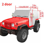 Silver SunShield Cover for Jeep Wrangler TJ 1997-2006 | Weatherproof Half Car Cover detail view