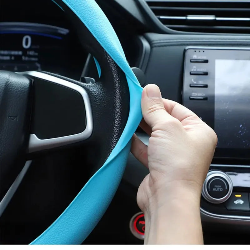 Non-Slip Silicone Steering Wheel Cover 38cm close-up view