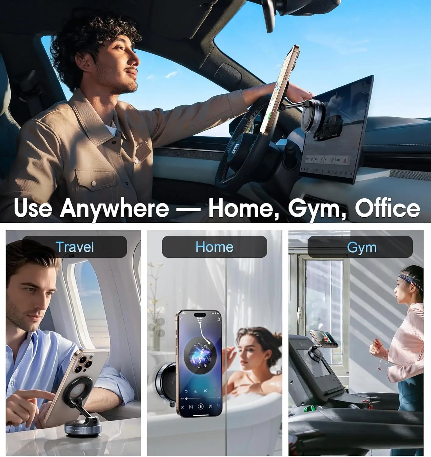 Strong Magnetic Car Phone Holder | Foldable 360 Vacuum Suction Mount lifestyle view