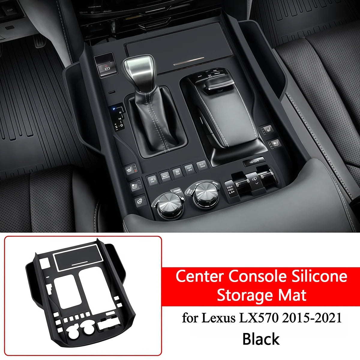 For Lexus LX570 16-21 Silicone Armrest Box Cover Soft Cushion Pad Anti-Slip Waterproo lifestyle view