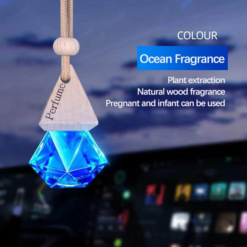 Car Hanging Glass Perfume Diffuser | Empty Aromatherapy Bottle for Auto detail view