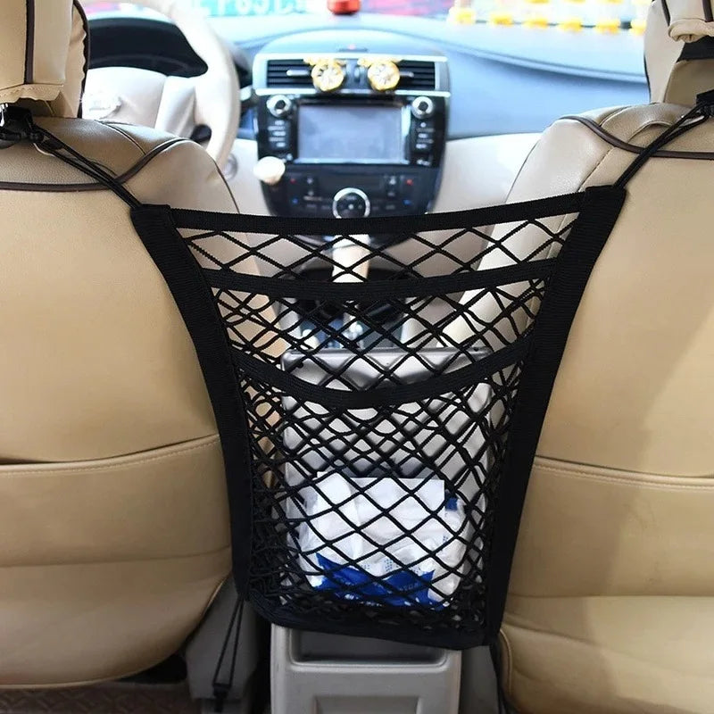 Car Storage Net Bag Between Seats Car Divider Child Safety Net Pet Barrier Elastic Expan detail view
