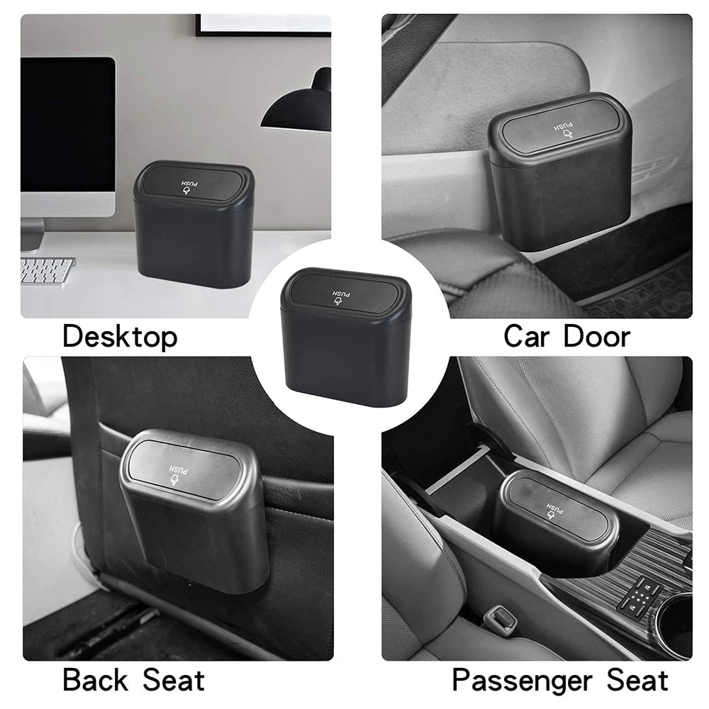 Mini Car Trash Can with Lid, Hanging Plastic Wastebasket alternate view