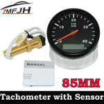 85mm Diesel Engine Tachometer 0-4000RPM | Digital LCD Hour Meter with M16/M18 RPM Sensor