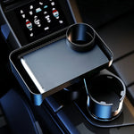 Car Cup Holder Tray with Rotating Expandable Tray | Convenient for Takeout, Keys, Phone