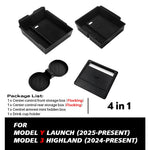 TESY for Tesla Model YL Y Juniper Launch Model 3 Highland Console Armrest Storage Box Organizer Flocking ABS with Silicone Pad