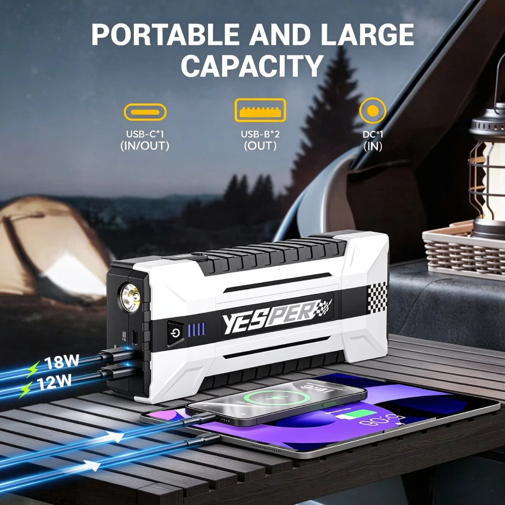 YESPER 4120A Peak Jump Starter 26800mAh Power Bank 12V Spark-Proof Car Emergency Booster Starting Device for ALL Gas/10L Diesel