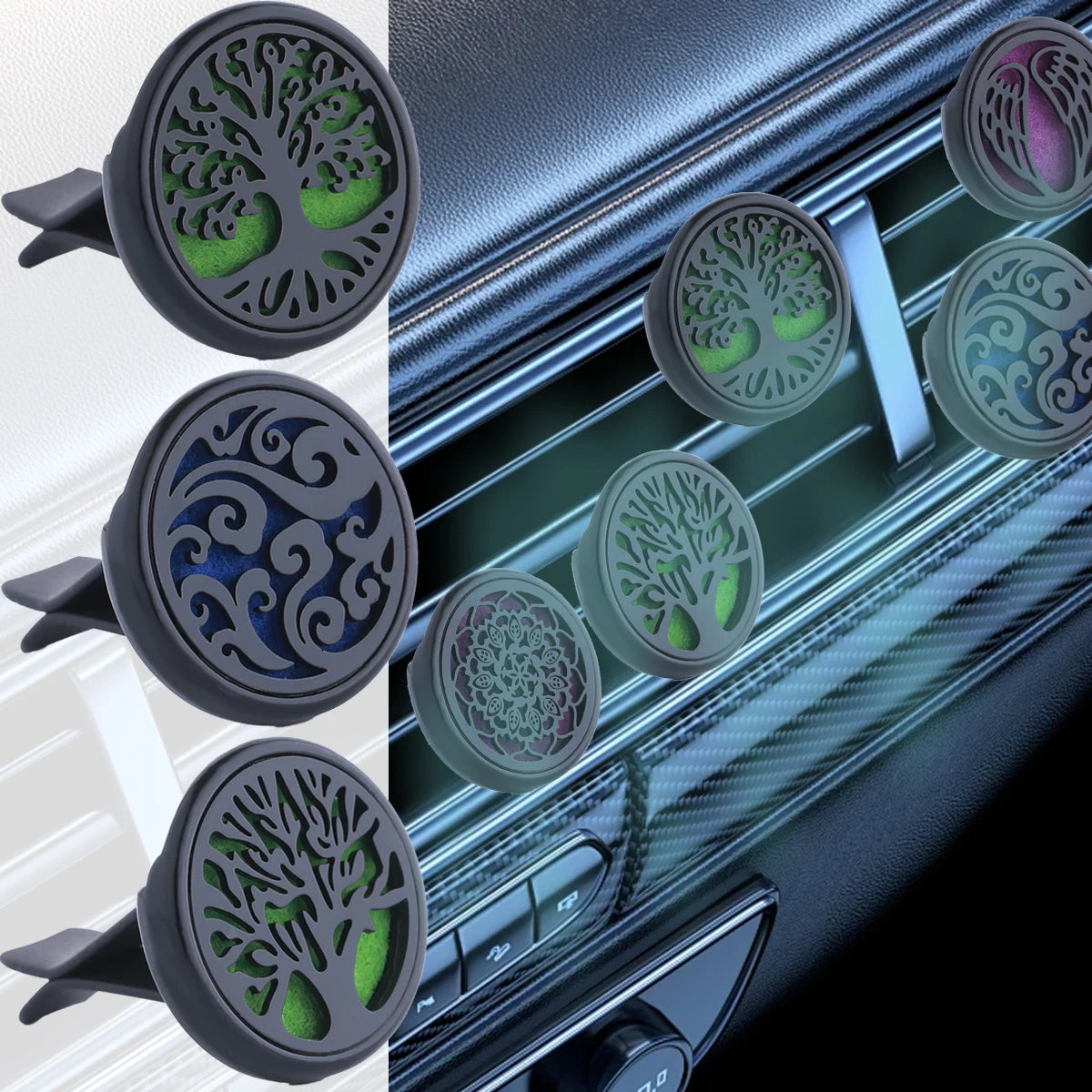 Refillable Car Air Freshener | Vent Clip Diffuser with 10 Gaskets