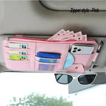 Car Sun Visor Organizer Multi-Pocket Zipper Storage Pouch