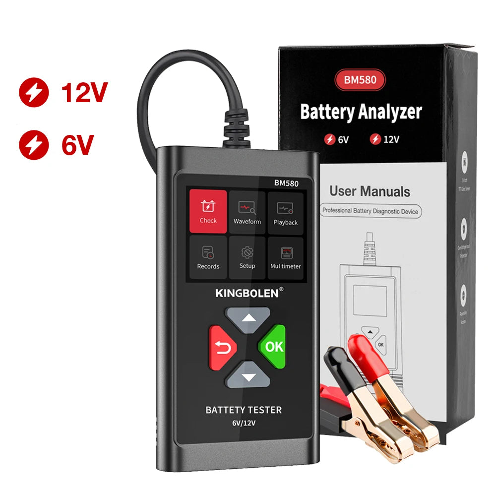 KINGBOLEN BM580 Car Battery Tester 12V 6V CCA Circut Tester Cranking Test Charging Tool BM550 Automotive Battery Analyzer Kw208