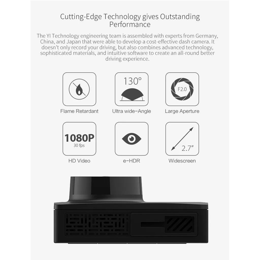 xiao YI Smart Dash Cam for Car | 2.7 Inch Screen Full HD 1080P with Night Vision detail view