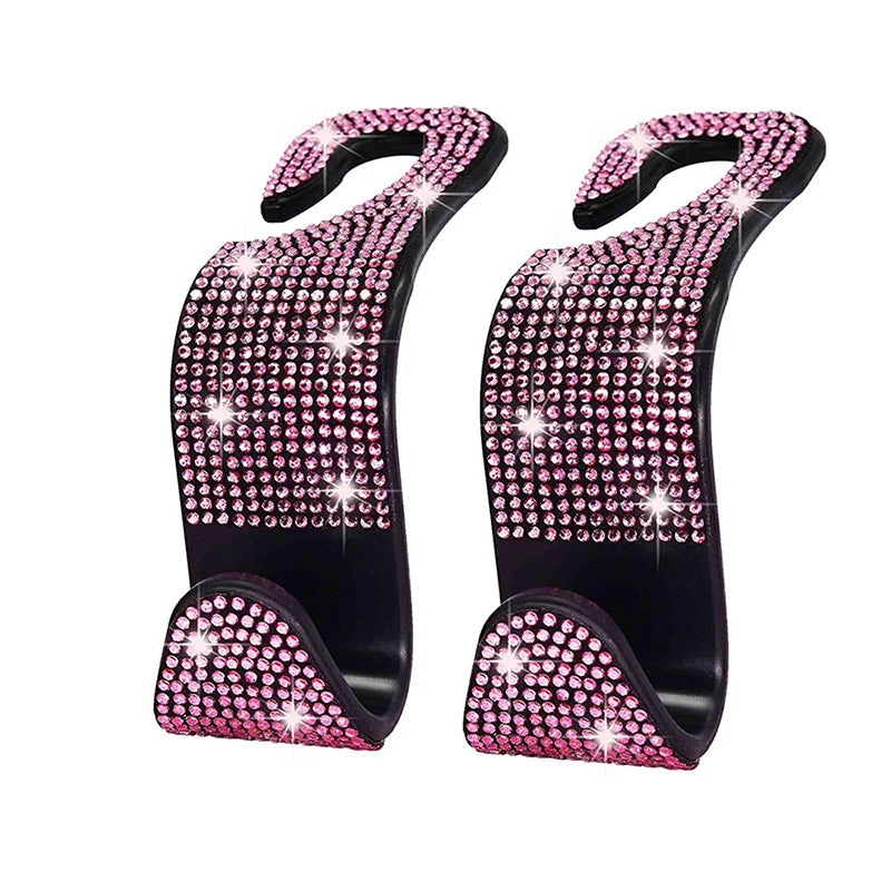 Rhinestone Decor Car Seat Back Hook Hanger Universal Bling Diamond Vehicle Auto Headr lifestyle view