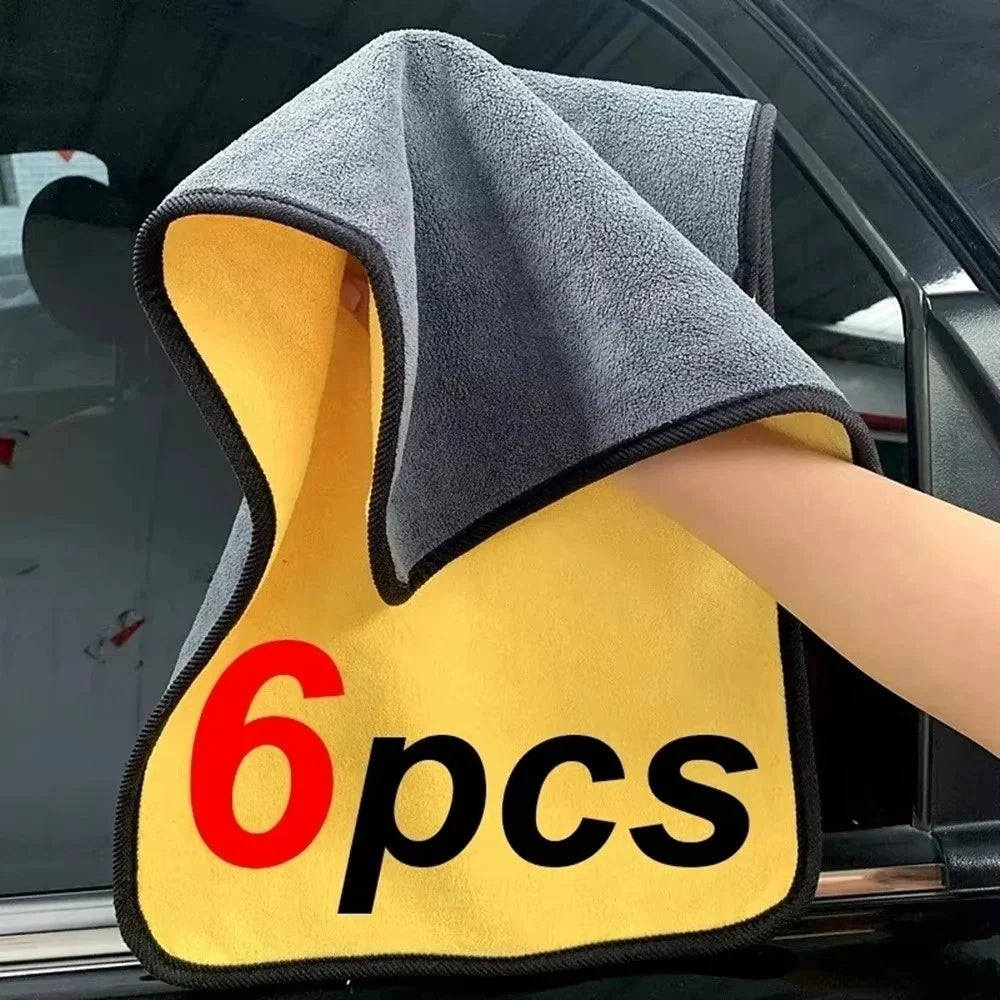 1/6pcs Microfiber Cleaning Towel | Thicken Soft Drying Cloth for Car Body Washing