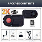 2K HD WiFi Motorcycle DVR | Waterproof IP66 Dash Cam with 170° Wide Angle and Loop Re alternate view